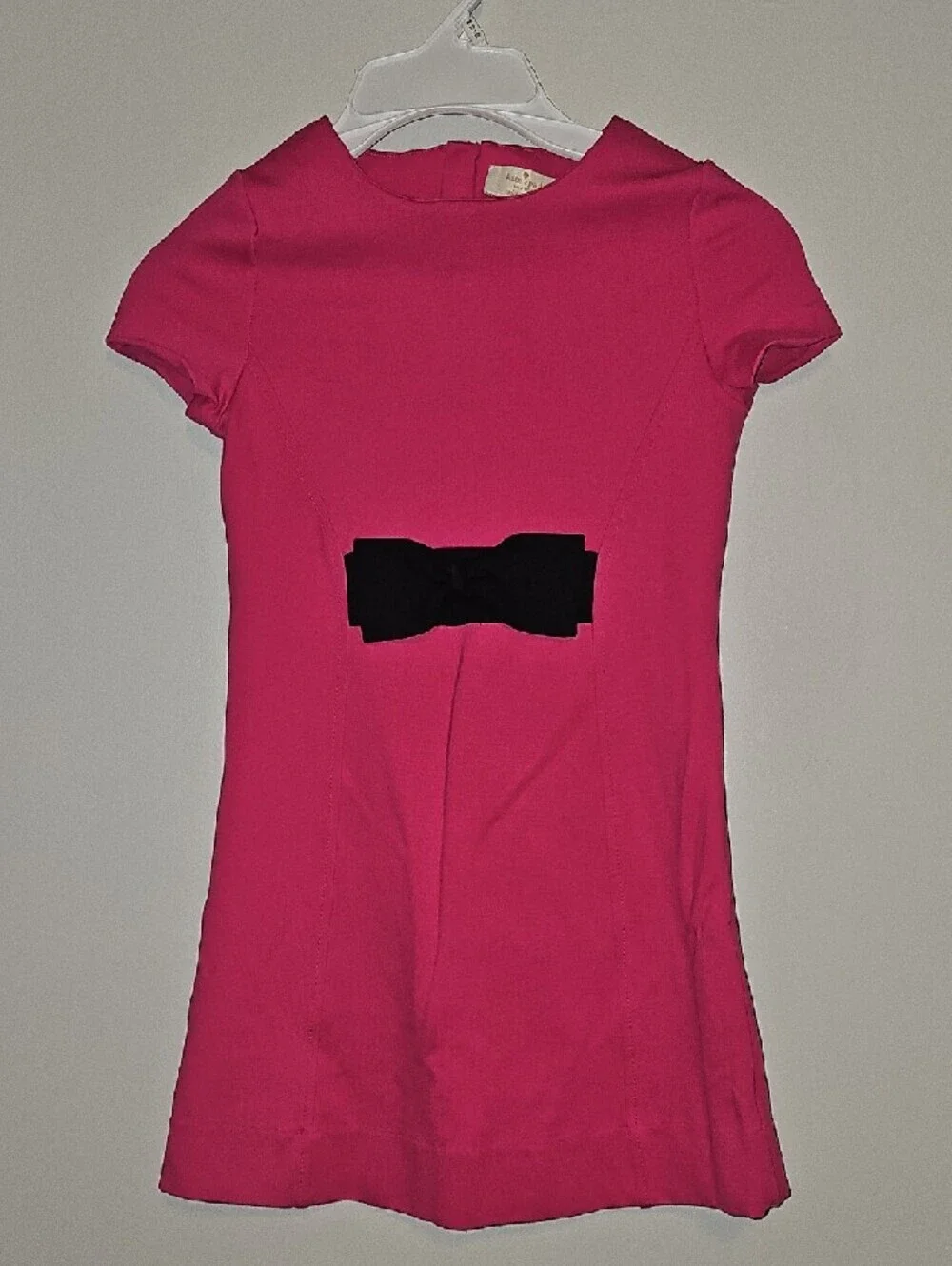 kate spade Pink Dress with Black Bow Girls Gold Zipper On Back